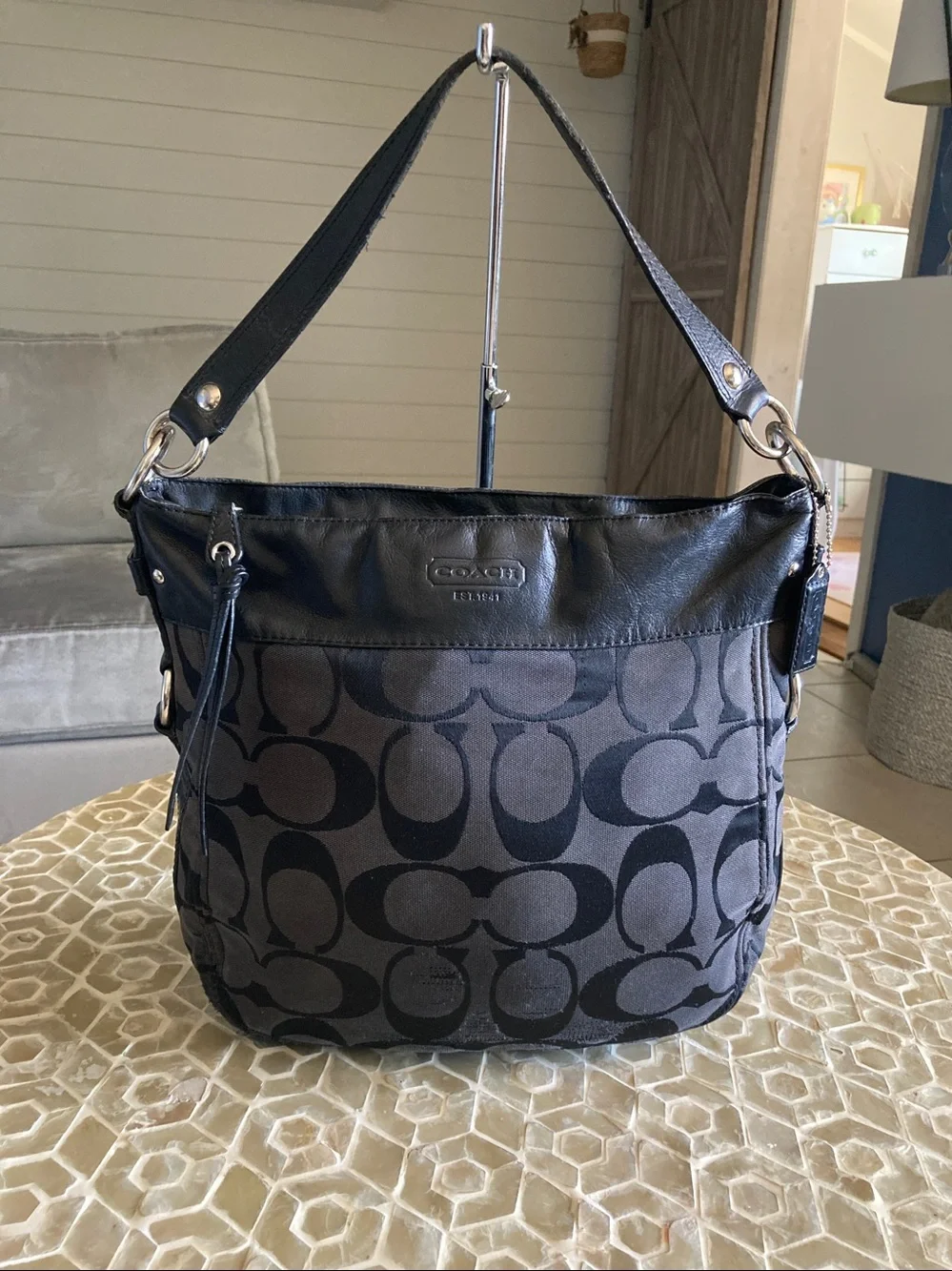 Coach Signature Zoe Vintage Hobo Signature Shoulder Bag